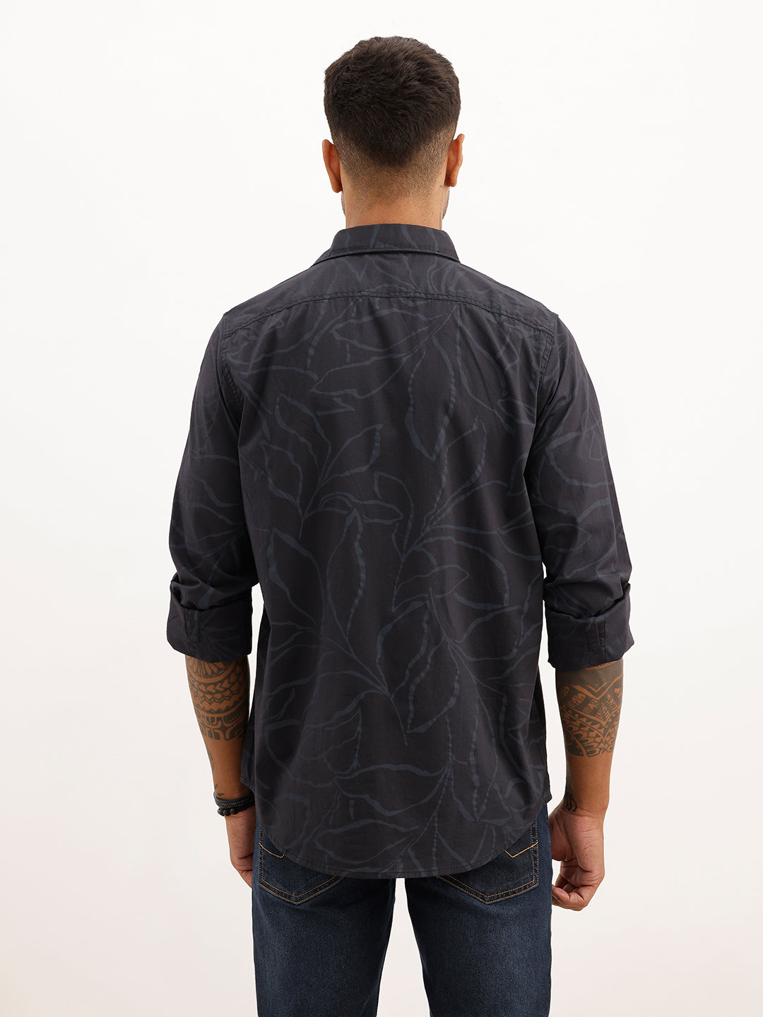 Slim Fit Full Sleeve AOP Shirt | Dark Blue | WSH01FSSL7097W