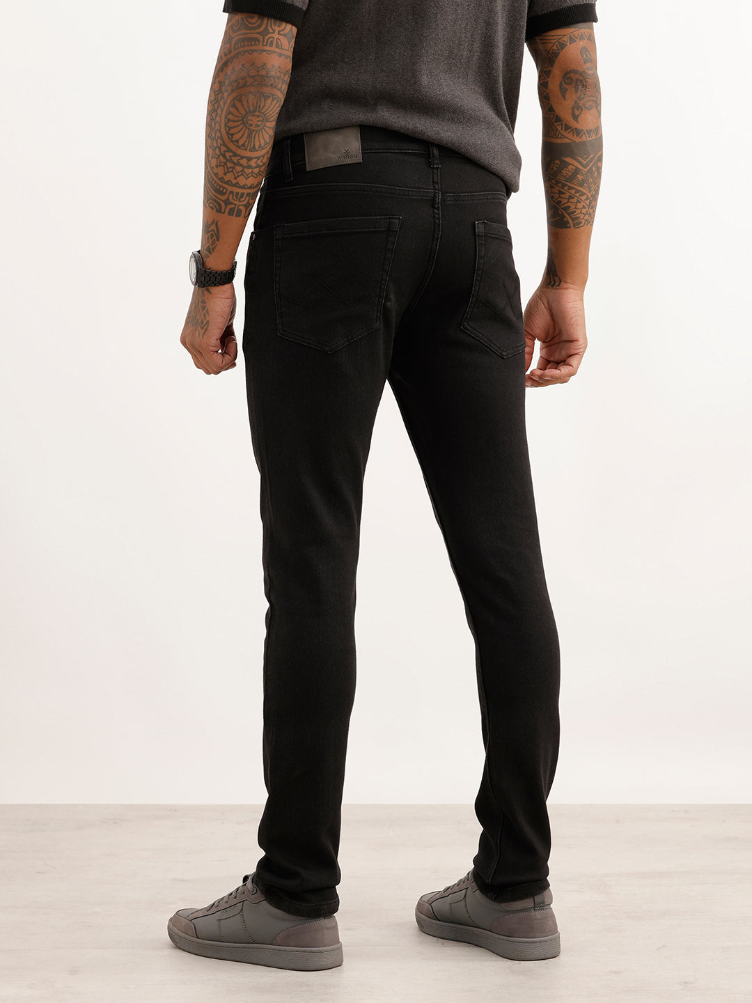 Solid Slim Fit Denim Jeans | Black