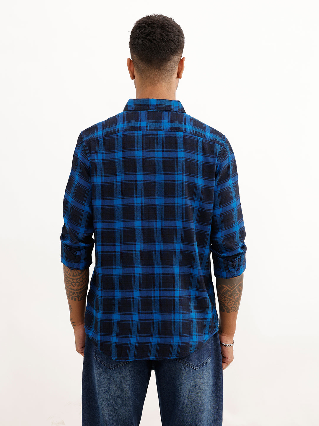 Classic Regular Fit Checkered Shirt | Blue