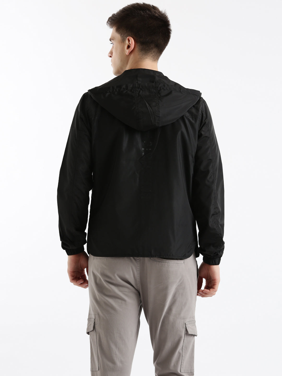 Hooded Abstract Black Jacket