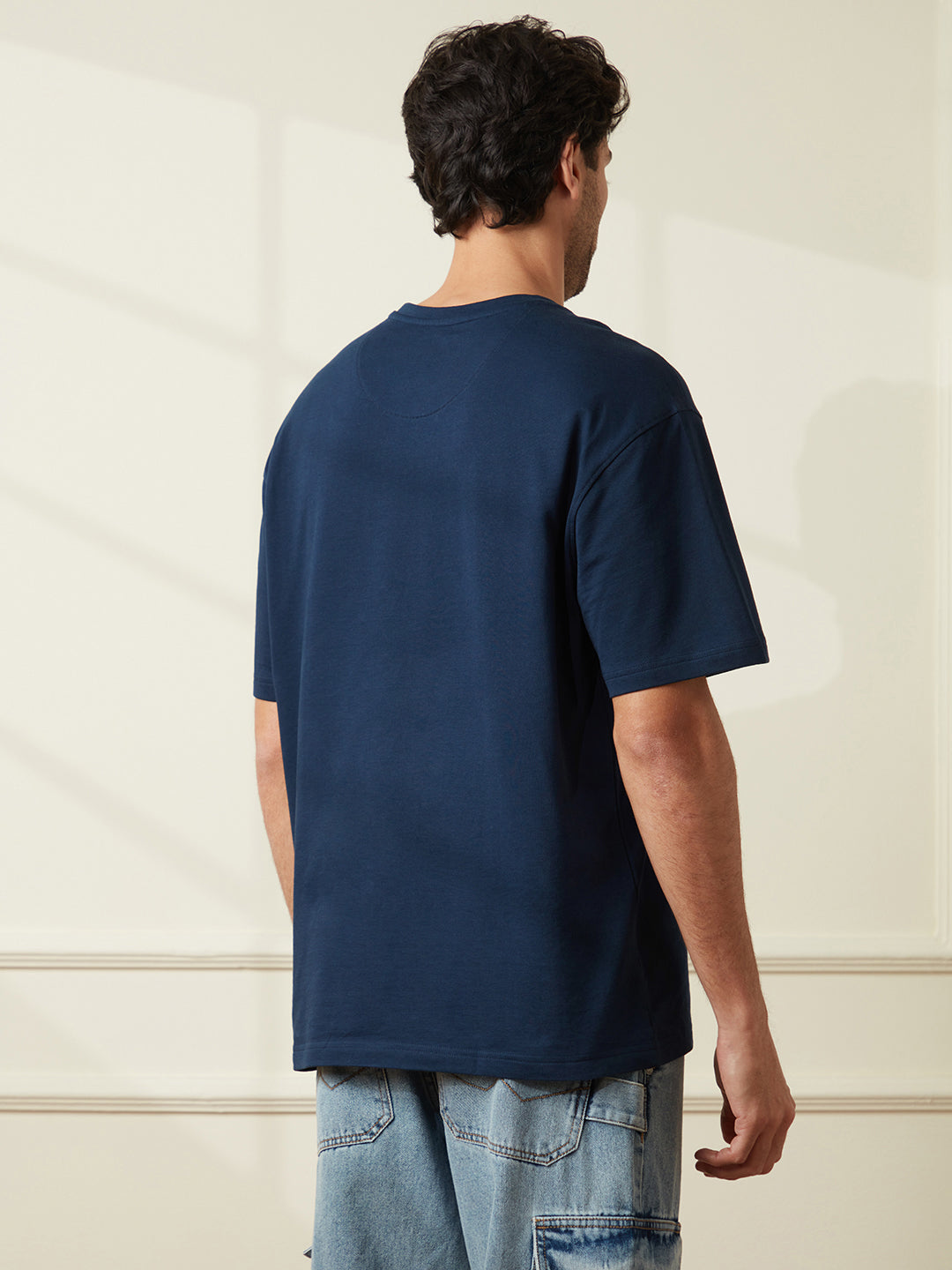 Placement Printed Navy T-Shirt