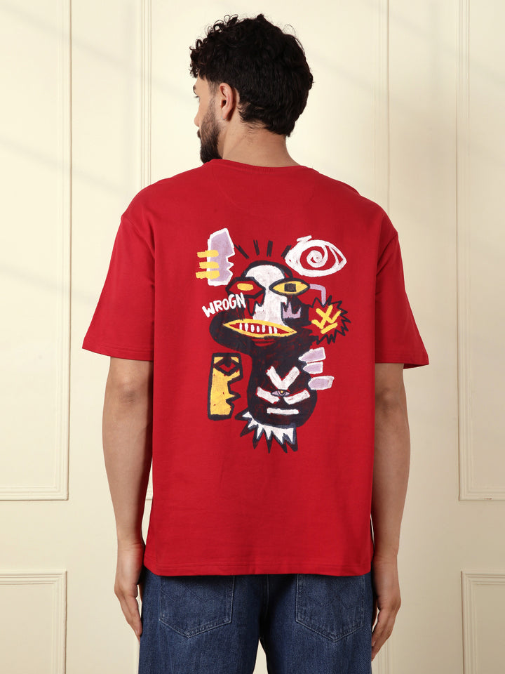 Heavy GSM Printed Oversized T-Shirt | Red