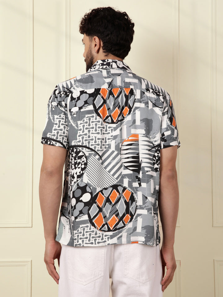 AOP Fluid Viscose Shirt | Grey