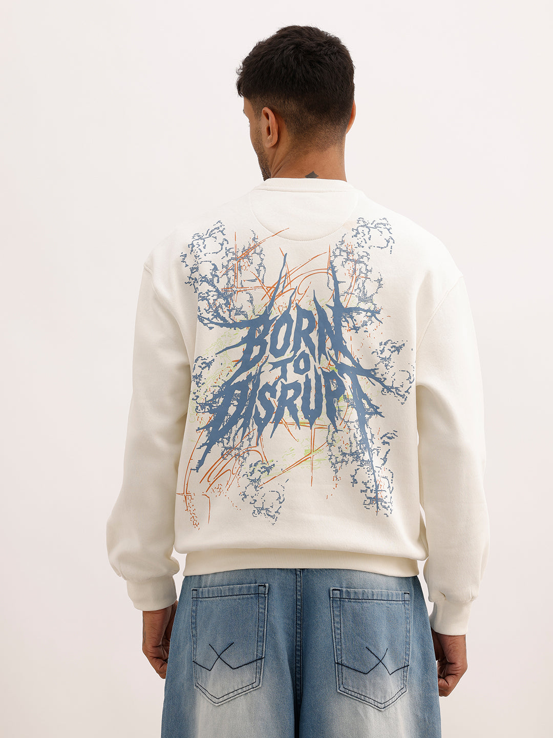 Oversized Puffer Back Printed Sweatshirt | Off White | WSS02FSOS7032S