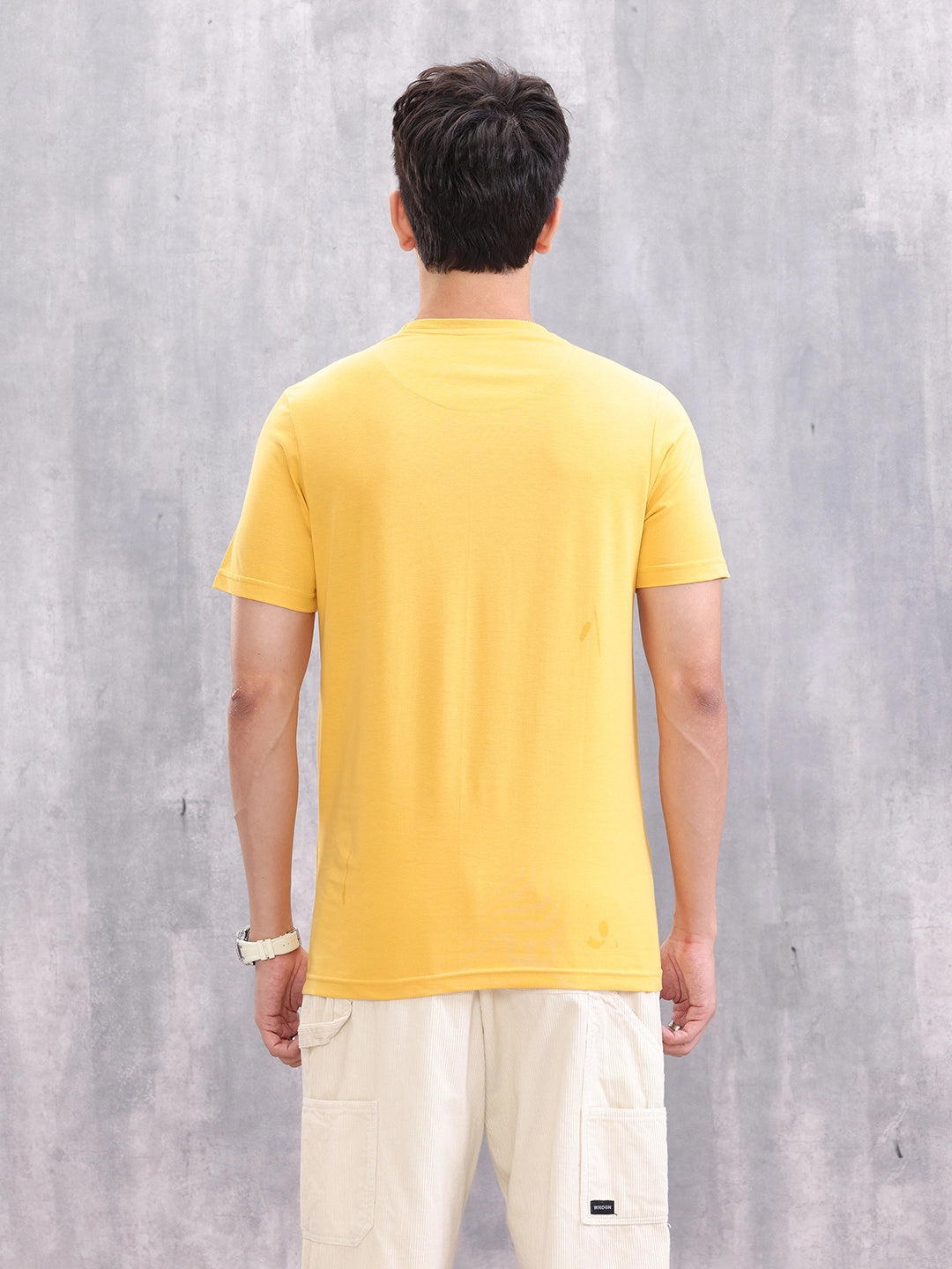Solid Placement Printed T-Shirt | Yellow