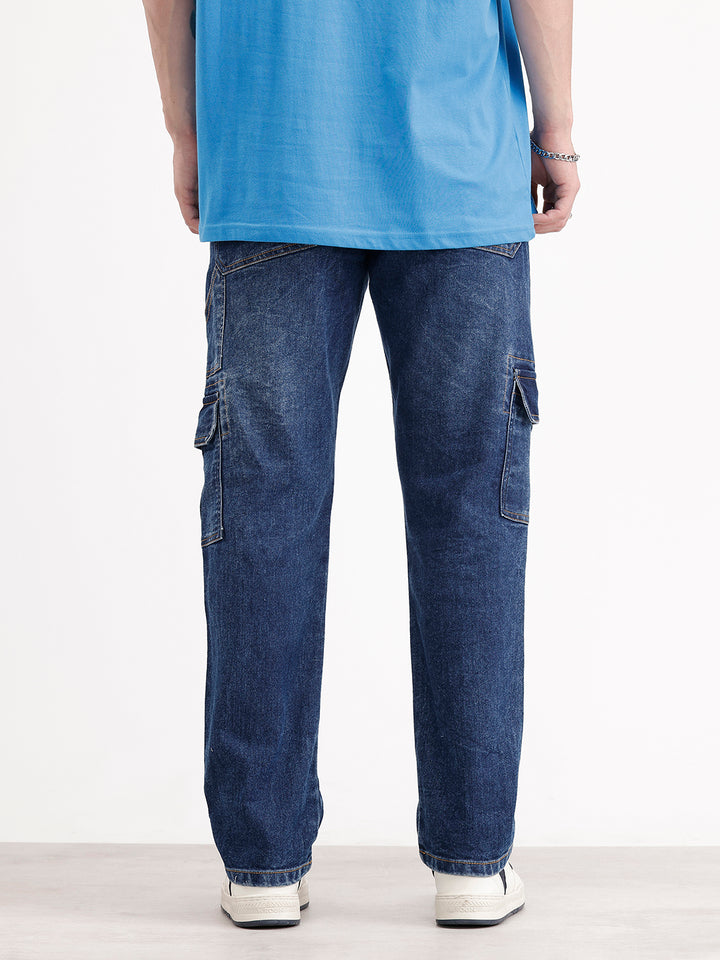 Relaxed Fit Denim Cargo | Dark Blue