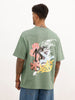 Oversized Fit Back Printed T-Shirt | Green | WTS02HSOS1022S