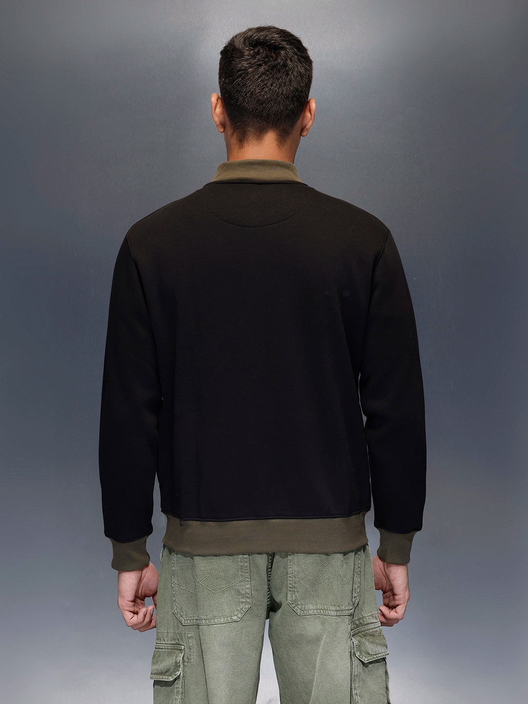 Men's casual comfort fit Black jacket with constrast details | Black