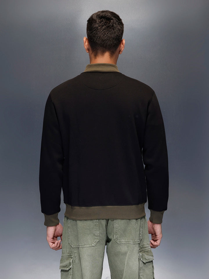 Men's casual comfort fit Black jacket with constrast details | Black