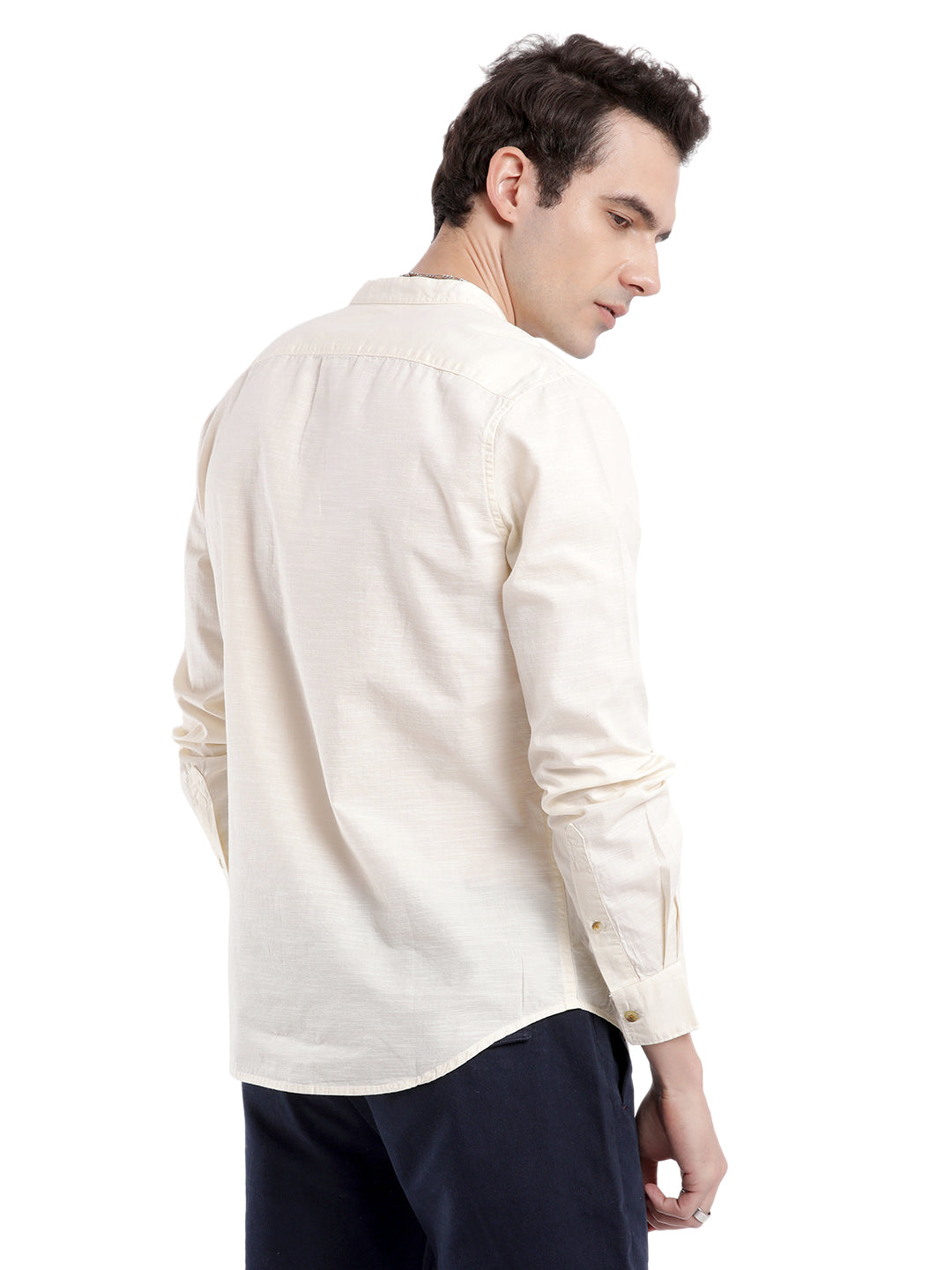 Light Beige Mandarin Collar Shirt