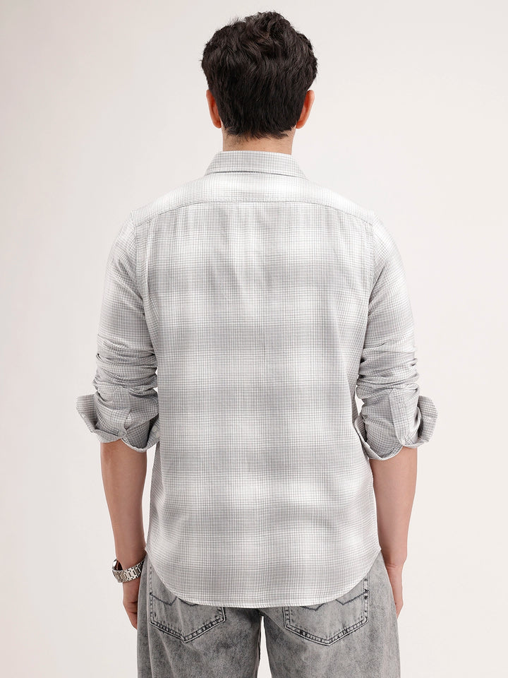 Slim Fit Checkered Shirt | Grey