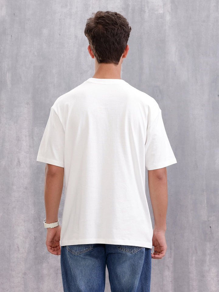 Oversized Graphic T-Shirt By Wrogn – Statement Placement Print | White