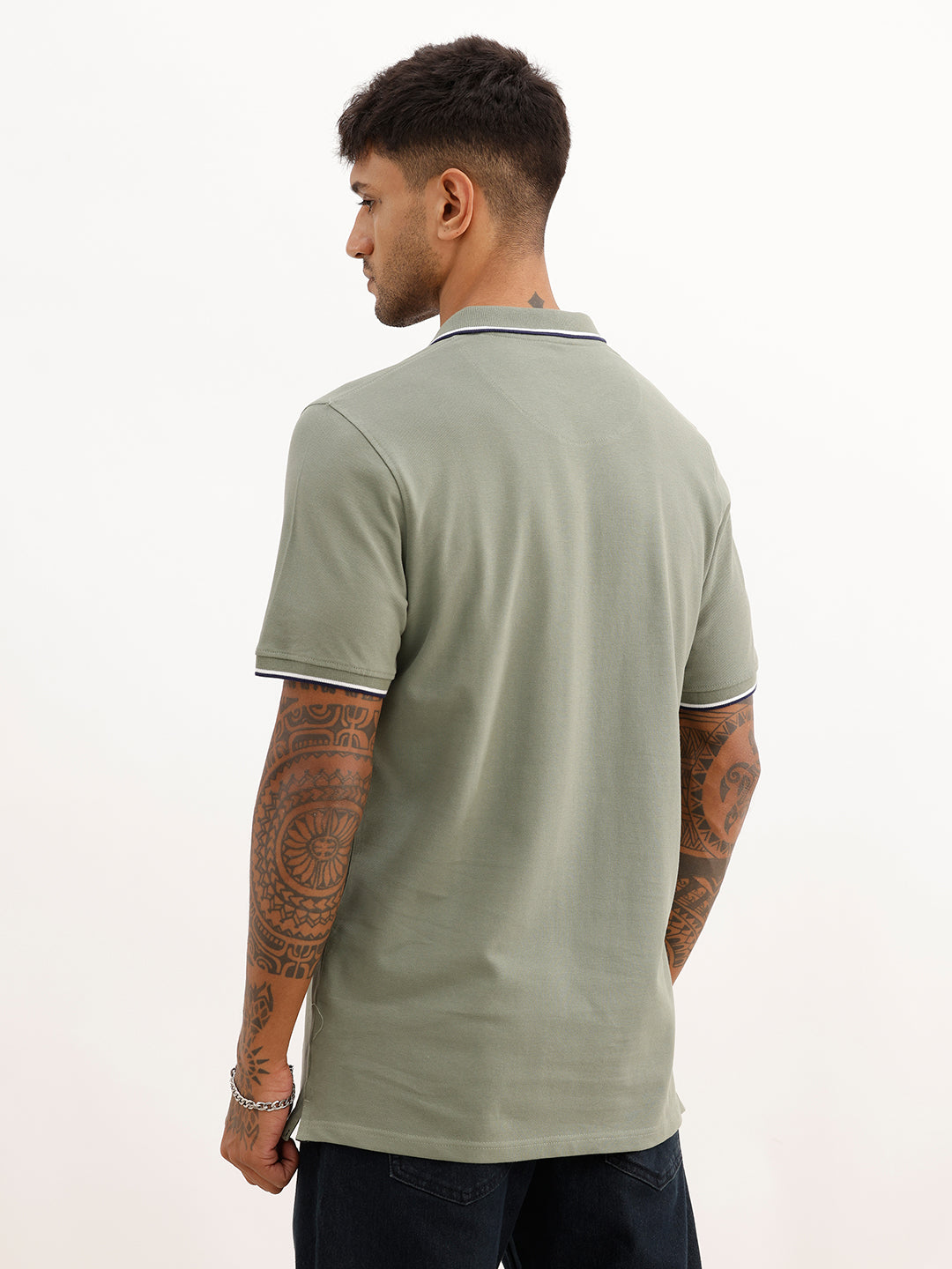 Slim Fit Tipping Collar Polo T-Shirt | Green