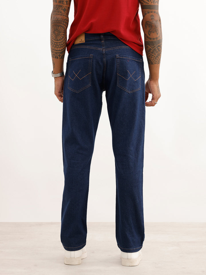 Solid Relaxed Fit Denim Jeans | Blue