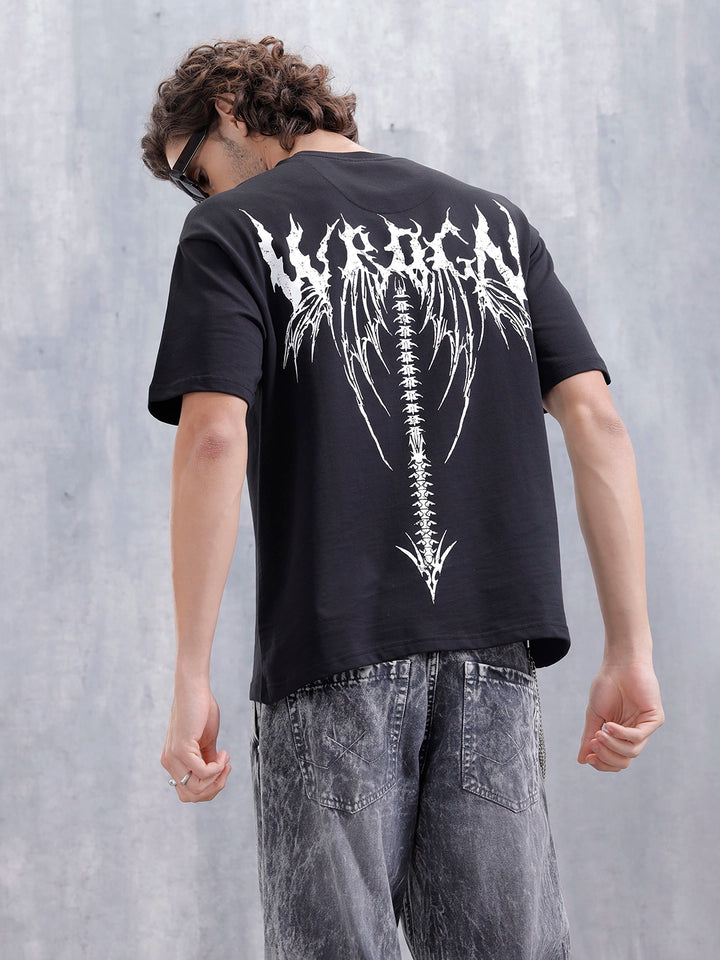 Bizarre Elements Inspired Oversized Back Print T-Shirt | Black