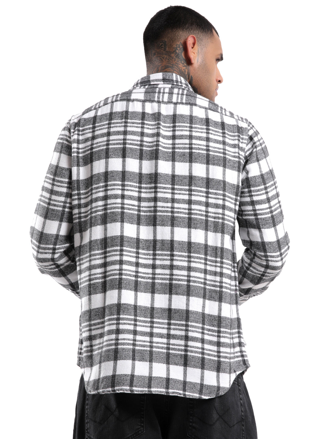 Premium Grey Herringbone Checkered Shirt