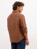 Textured Slim Fit Full Sleeve Shirt | Brown