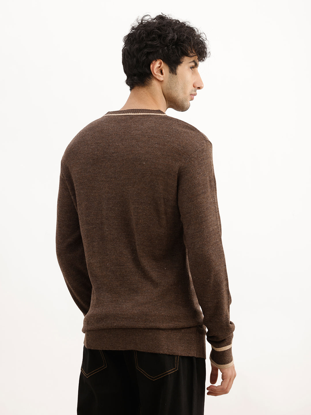 Classic Tipping Knitted Sweater | Brown