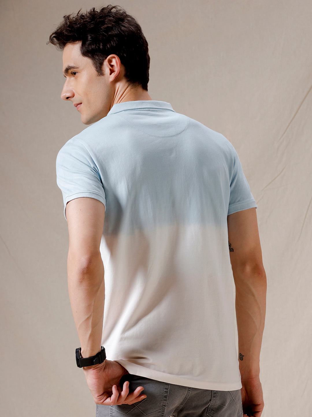 Dyed Ombre Casual Polo T-Shirt