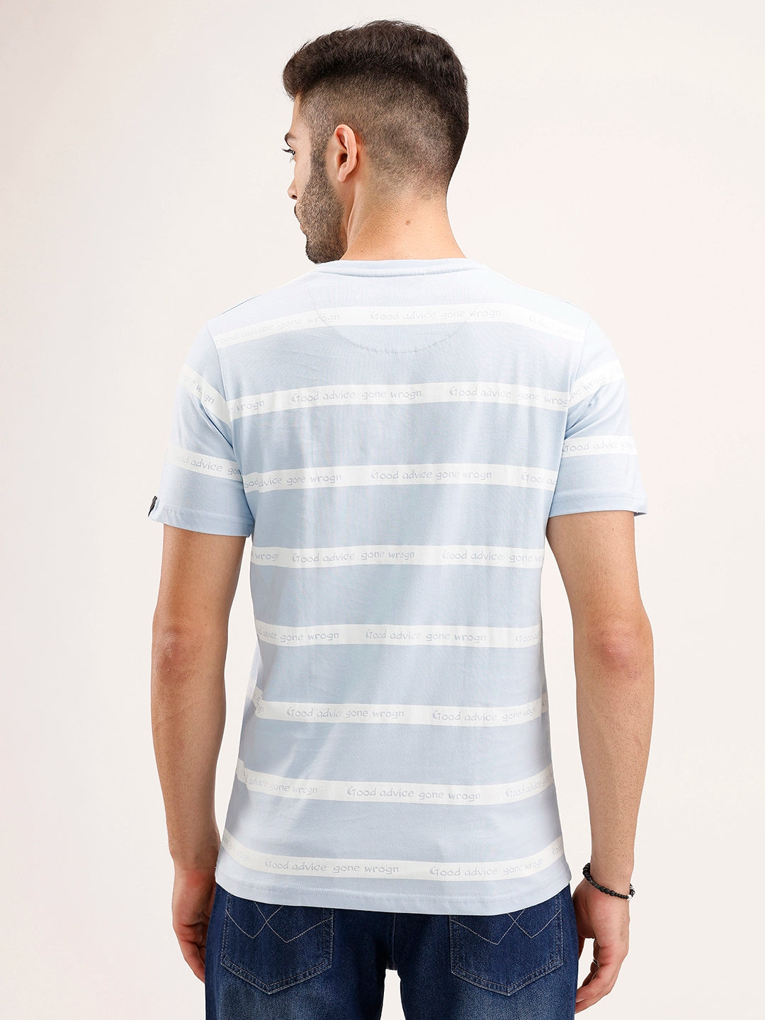Slim Fit Striped Polo T-Shirt | Light Blue