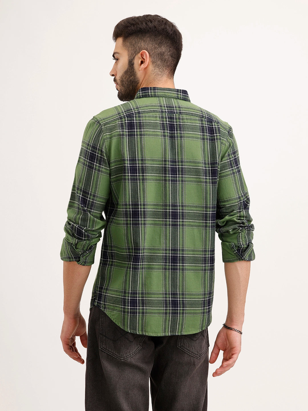 Regular Fit Checkered Shirt | Green