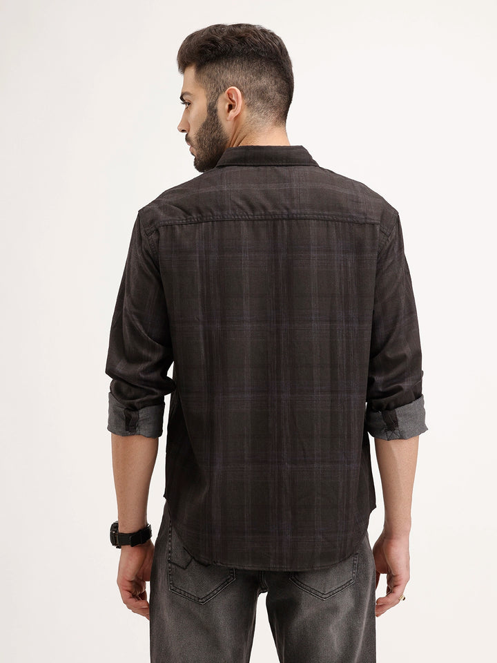 Comfort Fit Checekred Shirt | Black