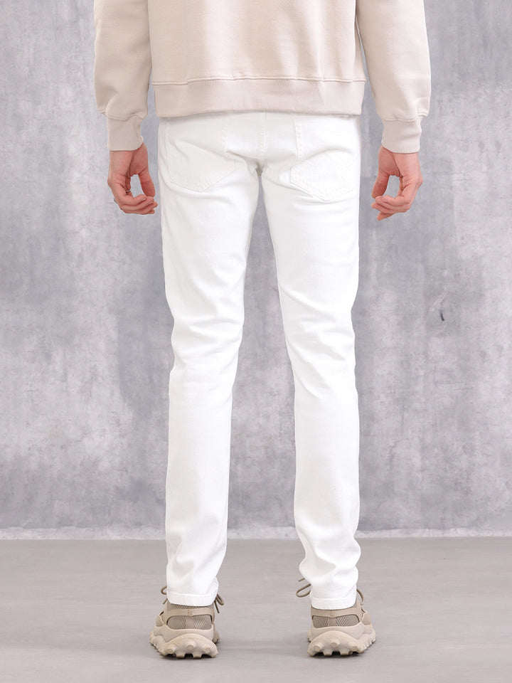 Slim Fit Paint Splash Jeans | White