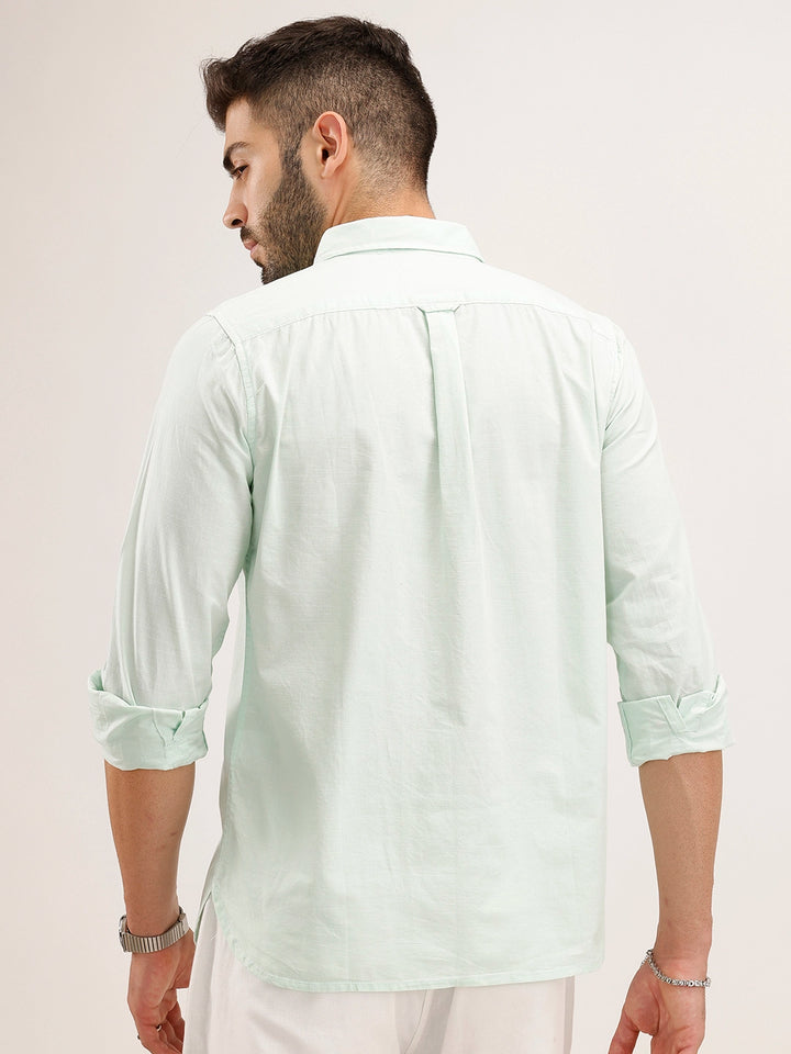 Slim Fit Solid Shirt | Light Green
