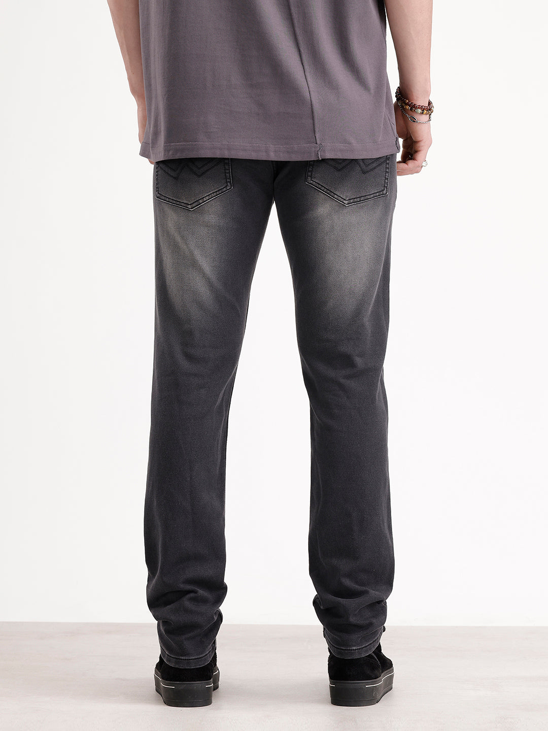 Slim Fit Washed Denim Jeans | Black