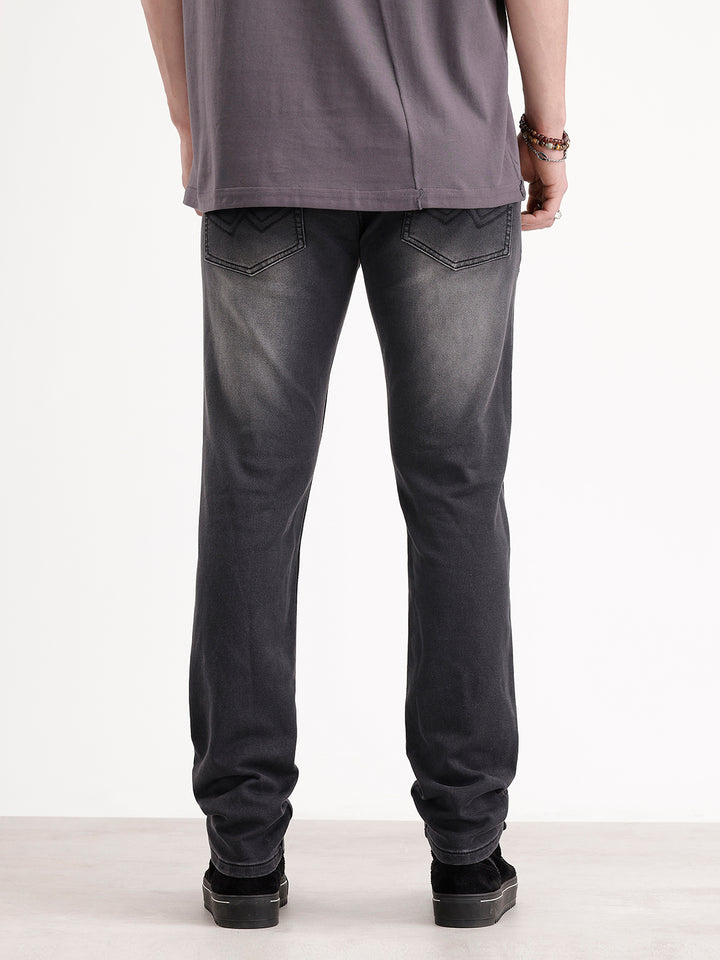 Slim Fit Washed Denim Jeans | Black