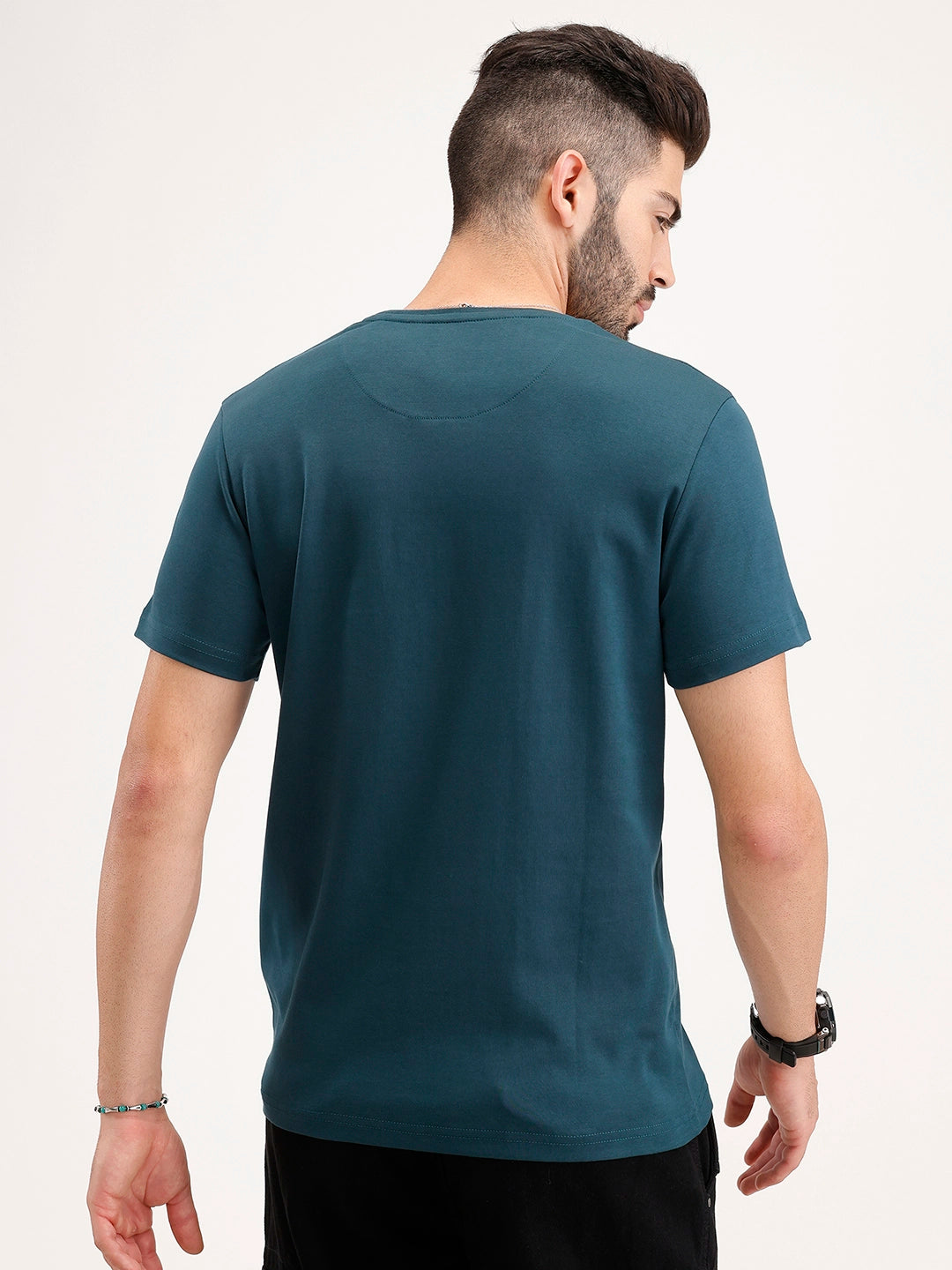 Slim Fit Flock Printed T-Shirt | Teal