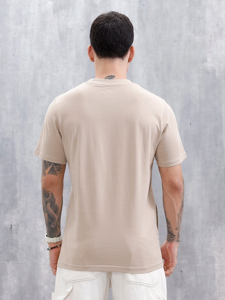 Casual Men's Tshirt With Cut&Sew Detail  | Khaki