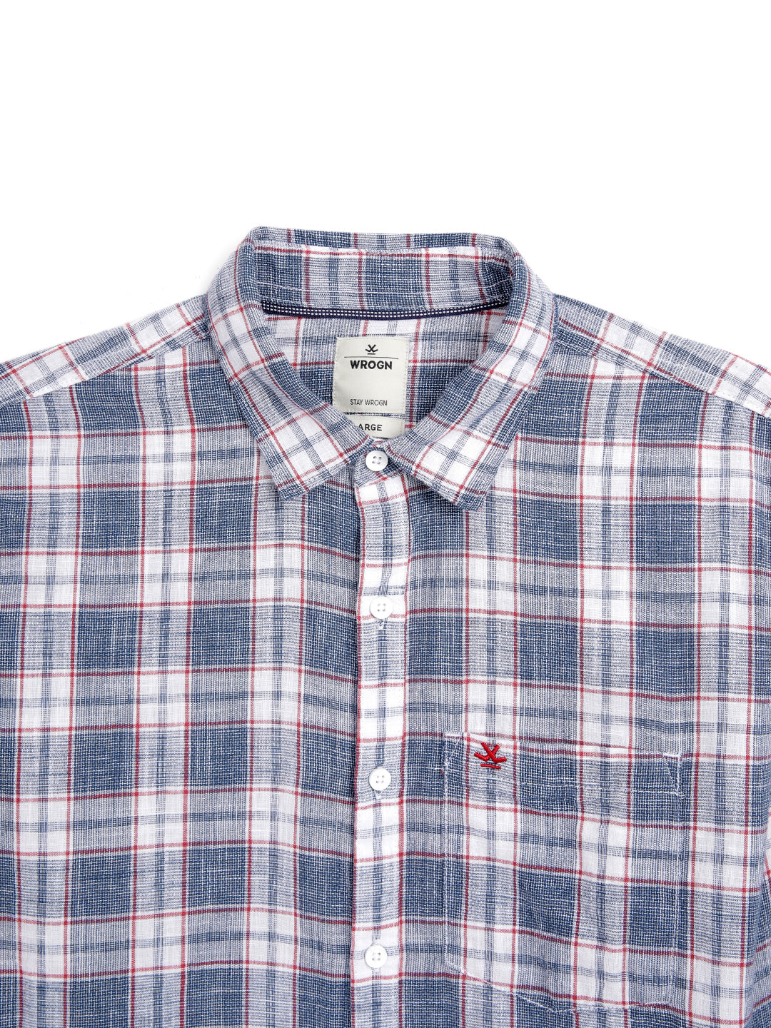 Navy Slim Fit Checkered Shirt