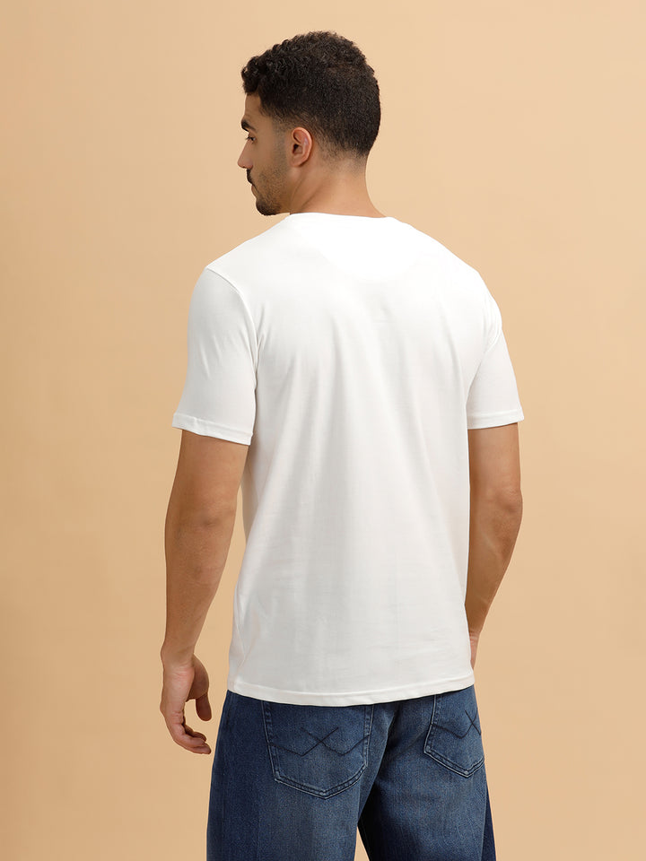 Spiral Motion Placement Printed T-Shirt | White