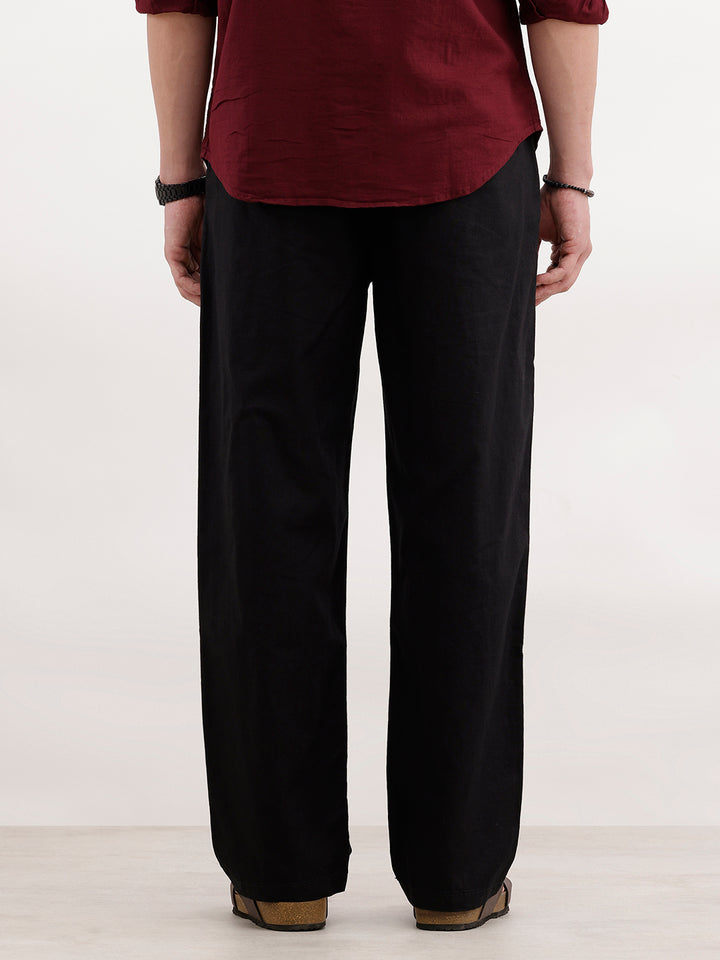 Loose Fit Casual Wear Trousers | Black