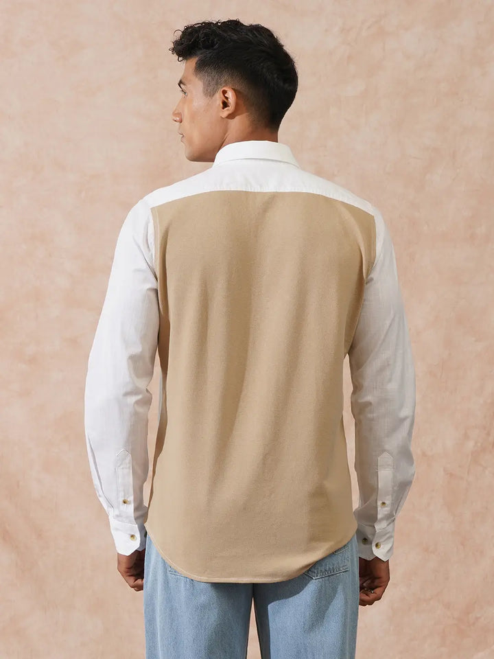 Cotton Slub Pique Knit Shirt | White