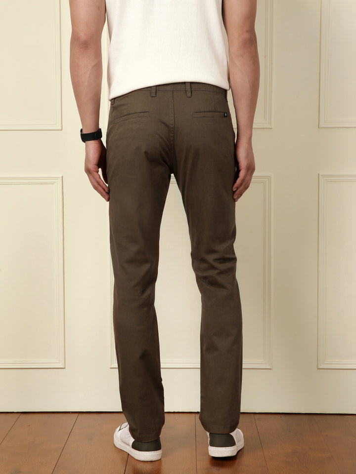 Soft Cotton Blend Chino Trouser | Brown