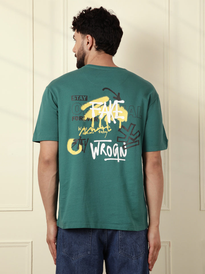 Heavy GSM Printed Graffiti T-Shirt | Green
