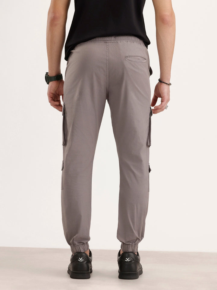 Solid Cargo Textured Trouser | Grey