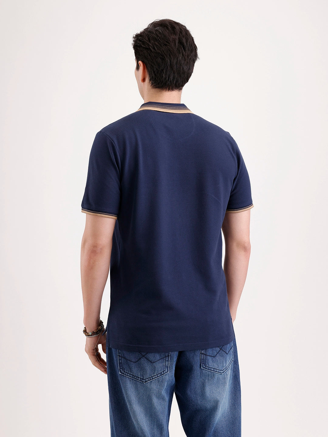 Tipping Collar Polo T-Shirt   |  Navy Blue