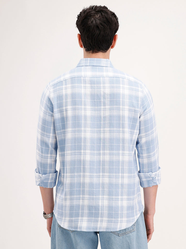 Casual Slim Fit Checkered Shirt | Blue
