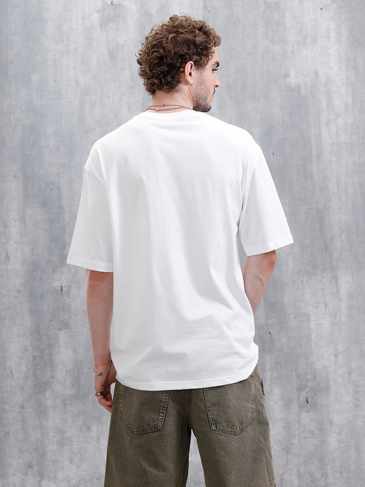 Skater Logo Printed Oversized Fit T-Shirt | White