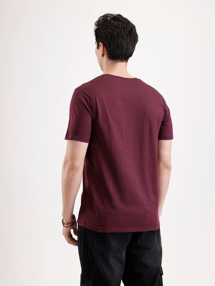 Casual Foil Printed T-Shirt   |  Maroon