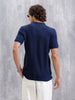 Waffle Textured Polo T-Shirt -  | Navy Blue