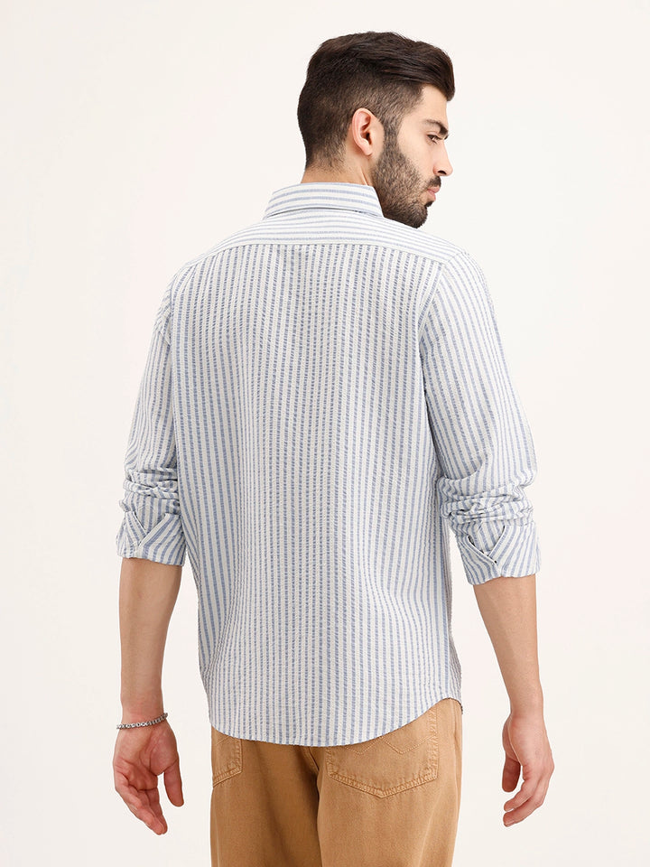 Slim Fit Textured Shirt | Blue