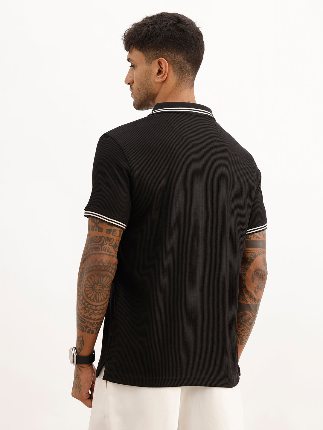 Slim Fit Tipping Collar Polo T-Shirt | Black | WPT02HSSL1238S