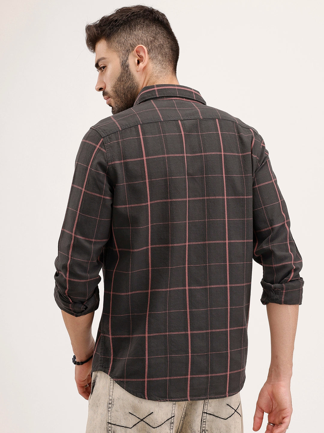 Slim Fit Checkered Shirt | Black