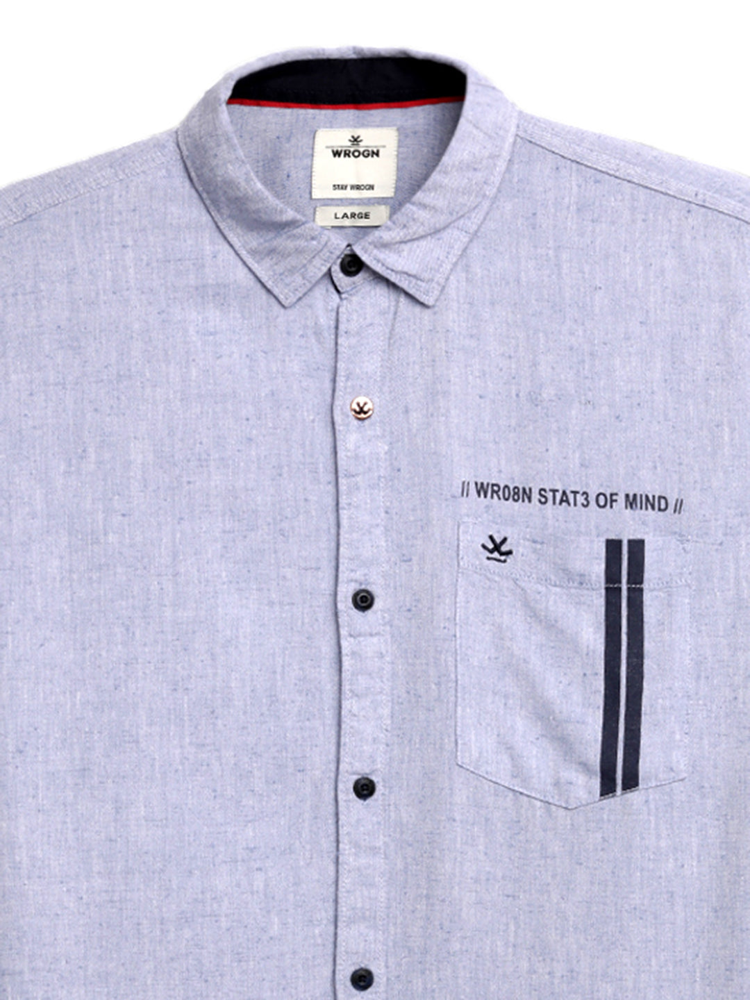 Classic Blue Pocket Printed Shirt