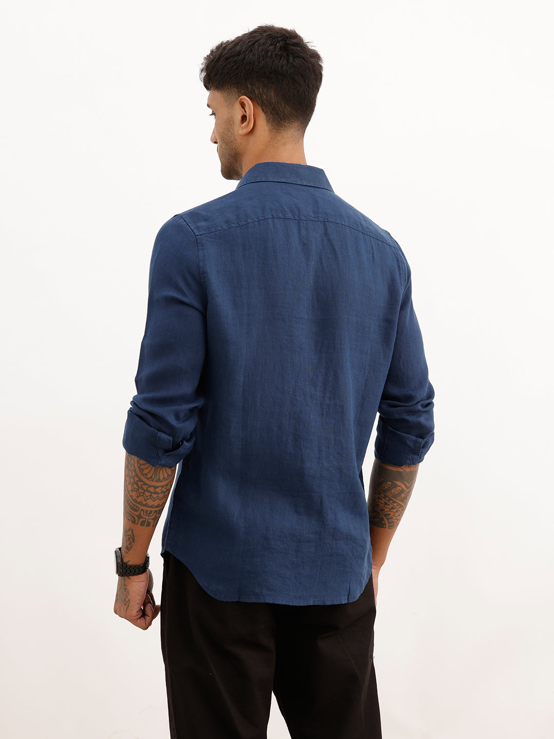 Solid Slim Fit Full Sleeve Shirt | Navy Blue | WSH02FSSL0237S