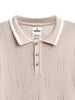 Beige Jacquard Knit Polo T-Shirt